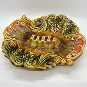 Vintage 1962 Florentine Originals California Pottery Drip Glaze Ashtray 9”
